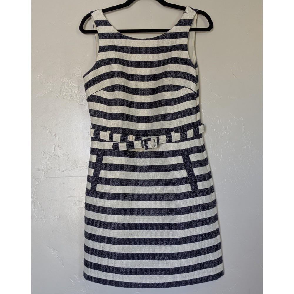 Banana Republic Belted Sheath Dress Heritage Textured Striped‎ Classic Preppy